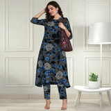 Floral Printed Spandex Kurti Pant Co-Ord Set for Women | Stretchable & Stylish Ethnic Wear