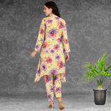 🌸 Floral Print Spandex Kurti Pant Co-Ord Set 🌸