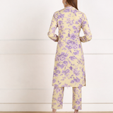 🌸 Floral Printed Spandex Kurti Pant Co-Ord Set 🌸