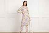 🌸 Floral Printed Spandex Kurti Pant Co-Ord Set 🌸