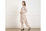 🌸 Floral Printed Spandex Kurti Pant Co-Ord Set 🌸