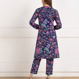 🌸 Floral Printed Spandex Kurti Pant Co-Ord Set 🌸