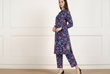 🌸 Floral Printed Spandex Kurti Pant Co-Ord Set 🌸