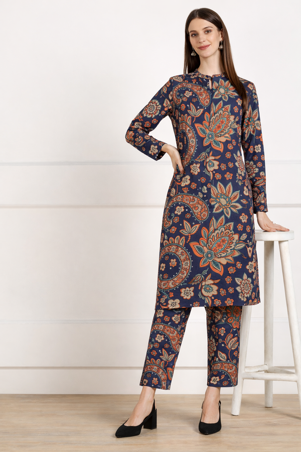✨ Printed Spandex Kurti Pant Co-Ord Set ✨