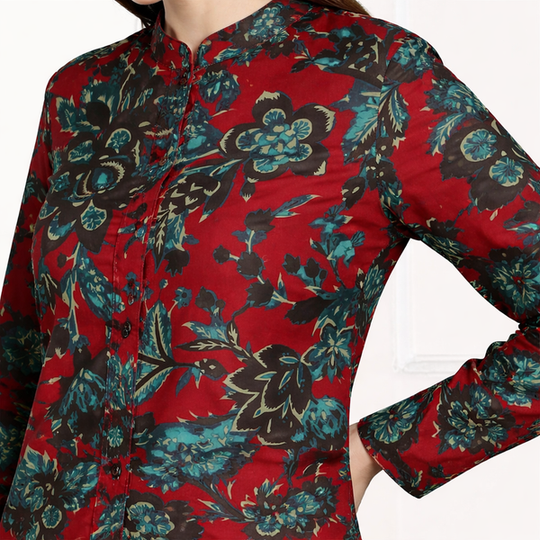 🌸 Floral Printed Spandex Kurti Pant Co-Ord Set 🌸
