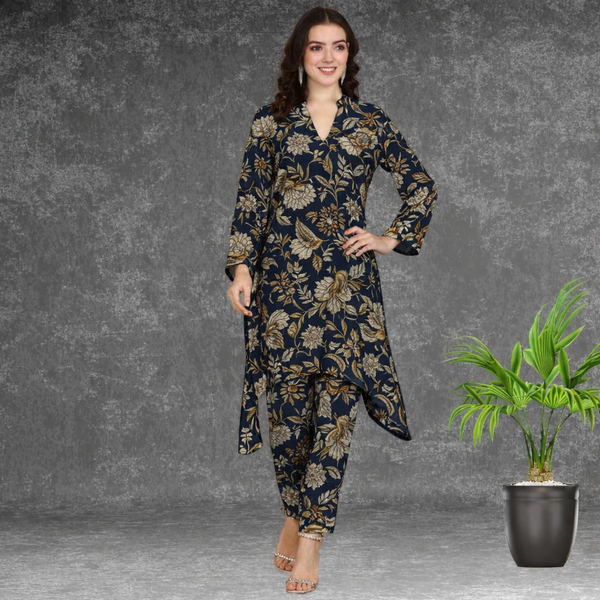 ✨ Printed Spandex Kurti Pant Co-Ord Set ✨