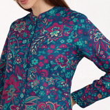 🌺 Floral print spandex kurti‑pant co‑ord set