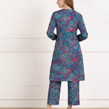 🌸 Floral Printed Spandex Kurti Pant Co-Ord Set 🌸