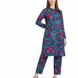 🌸 Floral Printed Spandex Kurti Pant Co-Ord Set 🌸