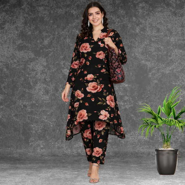 ✨ Printed Spandex Kurti Pant Co-Ord Set ✨