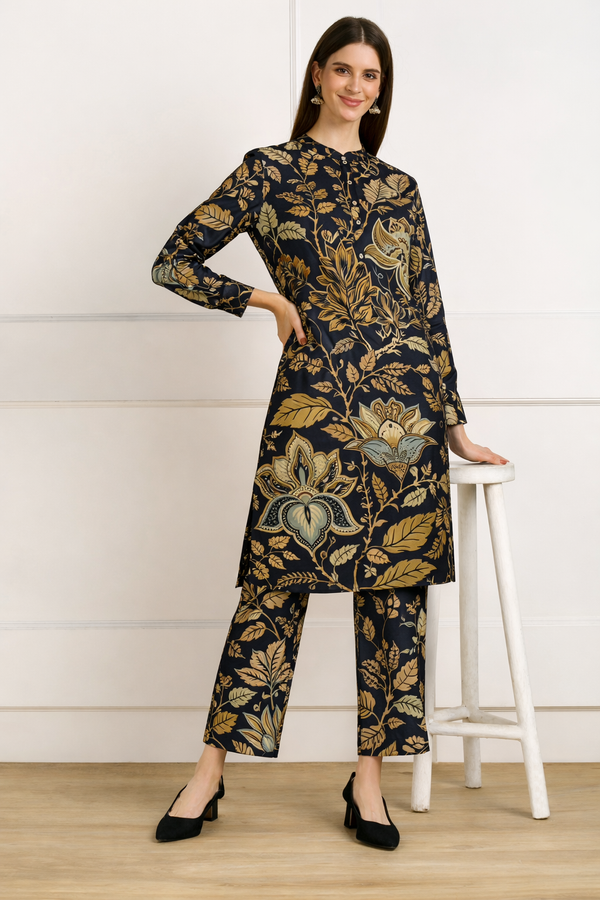 ✨ Printed Spandex Kurti Pant Co-Ord Set ✨