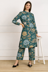 ✨ Printed Spandex Kurti Pant Co-Ord Set ✨