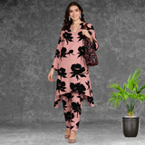 🌸 Floral Print Spandex Kurti Pant Co-Ord Set 🌸