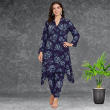 🌸 Floral Print Spandex Kurti Pant Co-Ord Set 🌸