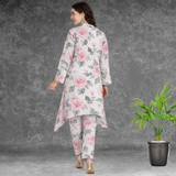 🌸 Floral Print Spandex Kurti Pant Co-Ord Set 🌸