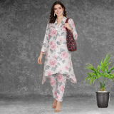 🌸 Floral Print Spandex Kurti Pant Co-Ord Set 🌸
