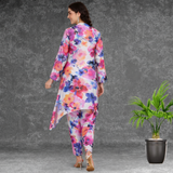🌸 Floral Print Spandex Kurti Pant Co-Ord Set 🌸