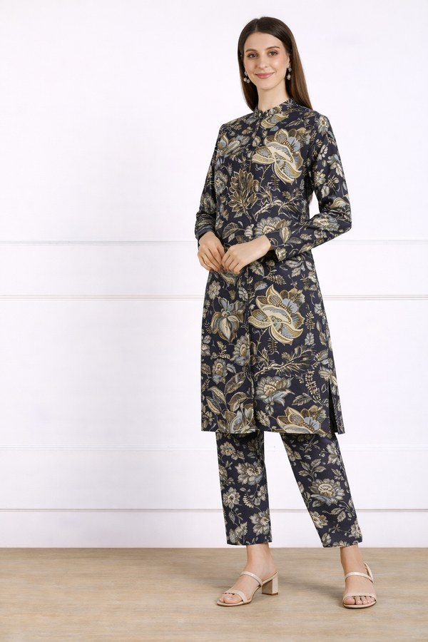 ✨ Printed Spandex Kurti Pant Co-Ord Set ✨
