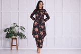 🌸 Floral Printed Spandex Kurti Pant Co-Ord Set 🌸