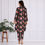 🌸 Floral Printed Spandex Kurti Pant Co-Ord Set 🌸