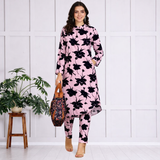 🌸 Floral Printed Spandex Kurti Pant Co-Ord Set 🌸