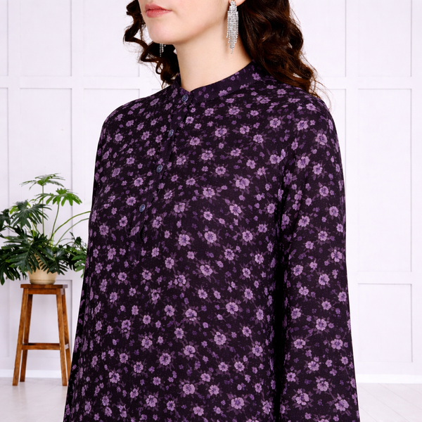 🌸 Floral Printed Spandex Kurti Pant Co-Ord Set 🌸