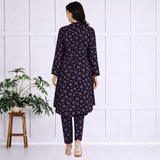 🌸 Floral Printed Spandex Kurti Pant Co-Ord Set 🌸