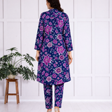🌸 Floral Print Spandex Kurti Pant Co-Ord Set 🌸