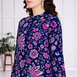 🌸 Floral Print Spandex Kurti Pant Co-Ord Set 🌸