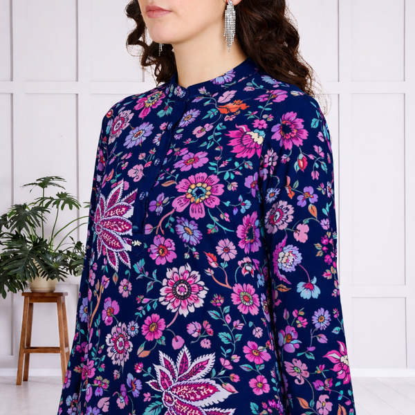 🌸 Floral Print Spandex Kurti Pant Co-Ord Set 🌸