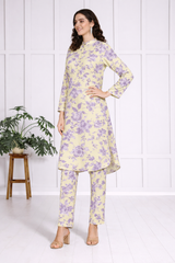 🌸 Floral Print Spandex Kurti Pant Co-Ord Set 🌸  Comfort Meets Everyday Elegance