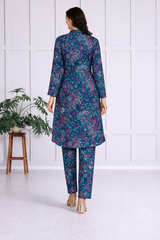 🌺 Floral print spandex kurti‑pant co‑ord set