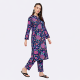 🌸 Floral Printed Spandex Kurti Pant Co-Ord Set 🌸