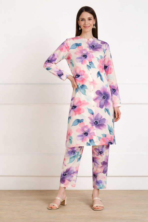 ✨ Printed Spandex Kurti Pant Co-Ord Set ✨