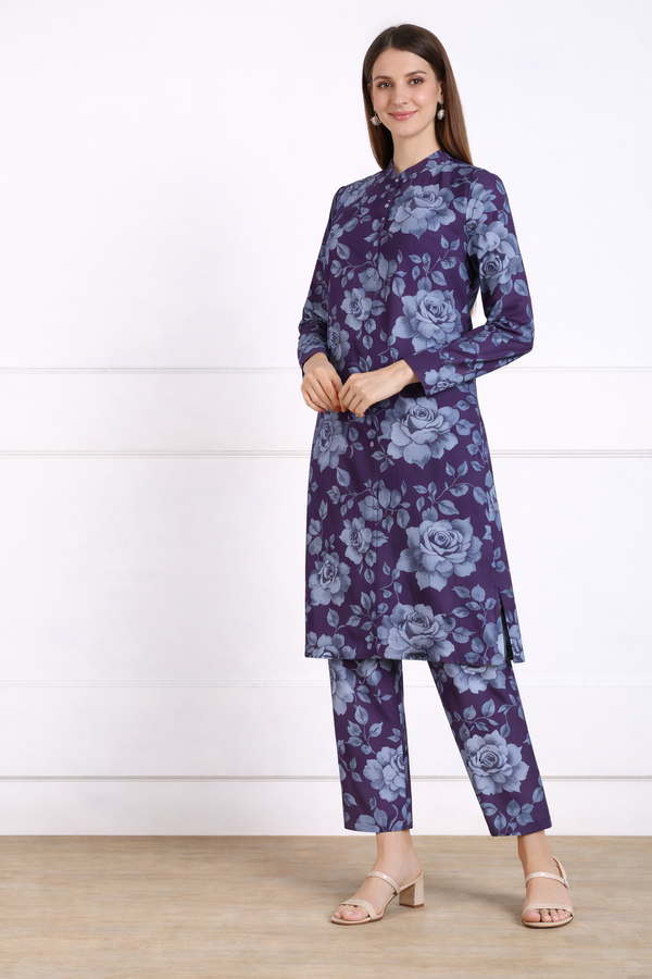 ✨ Printed Spandex Kurti Pant Co-Ord Set ✨