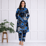 🌺 Floral print spandex kurti‑pant co‑ord set
