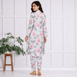 🌺 Floral print spandex kurti‑pant co‑ord set