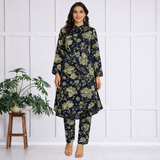🌺 Floral print spandex kurti‑pant co‑ord set