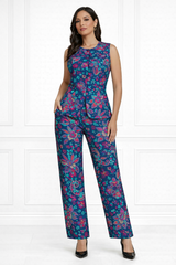Spandex Floral Print Jacket & Pant Co-Ord Set for Women