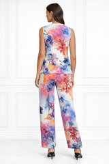 Spandex Floral Print Jacket & Pant Co-Ord Set for Women