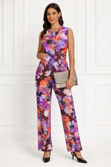 Spandex Floral Print Jacket & Pant Co-Ord Set for Women