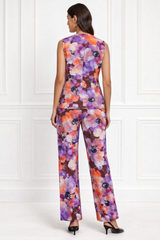 Spandex Floral Print Jacket & Pant Co-Ord Set for Women