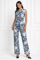 Spandex Floral Print Jacket & Pant Co-Ord Set for Women