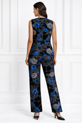 Spandex Floral Print Jacket & Pant Co-Ord Set for Women