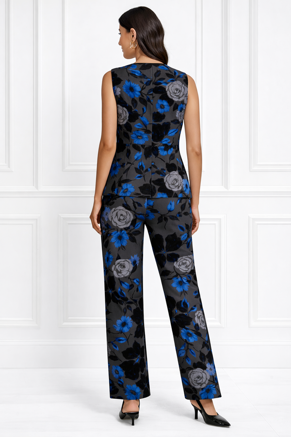 Spandex Floral Print Jacket & Pant Co-Ord Set for Women