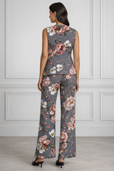 Spandex Floral Print Jacket & Pant Co-Ord Set for Women