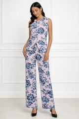 Spandex Floral Print Jacket & Pant Co-Ord Set for Women