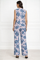 Spandex Floral Print Jacket & Pant Co-Ord Set for Women