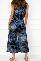 Spandex Floral Print Crop Top & Pant Co-Ord Set for Women