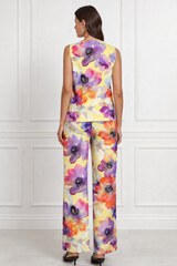 Spandex Floral Print Jacket & Pant Co-Ord Set for Women
